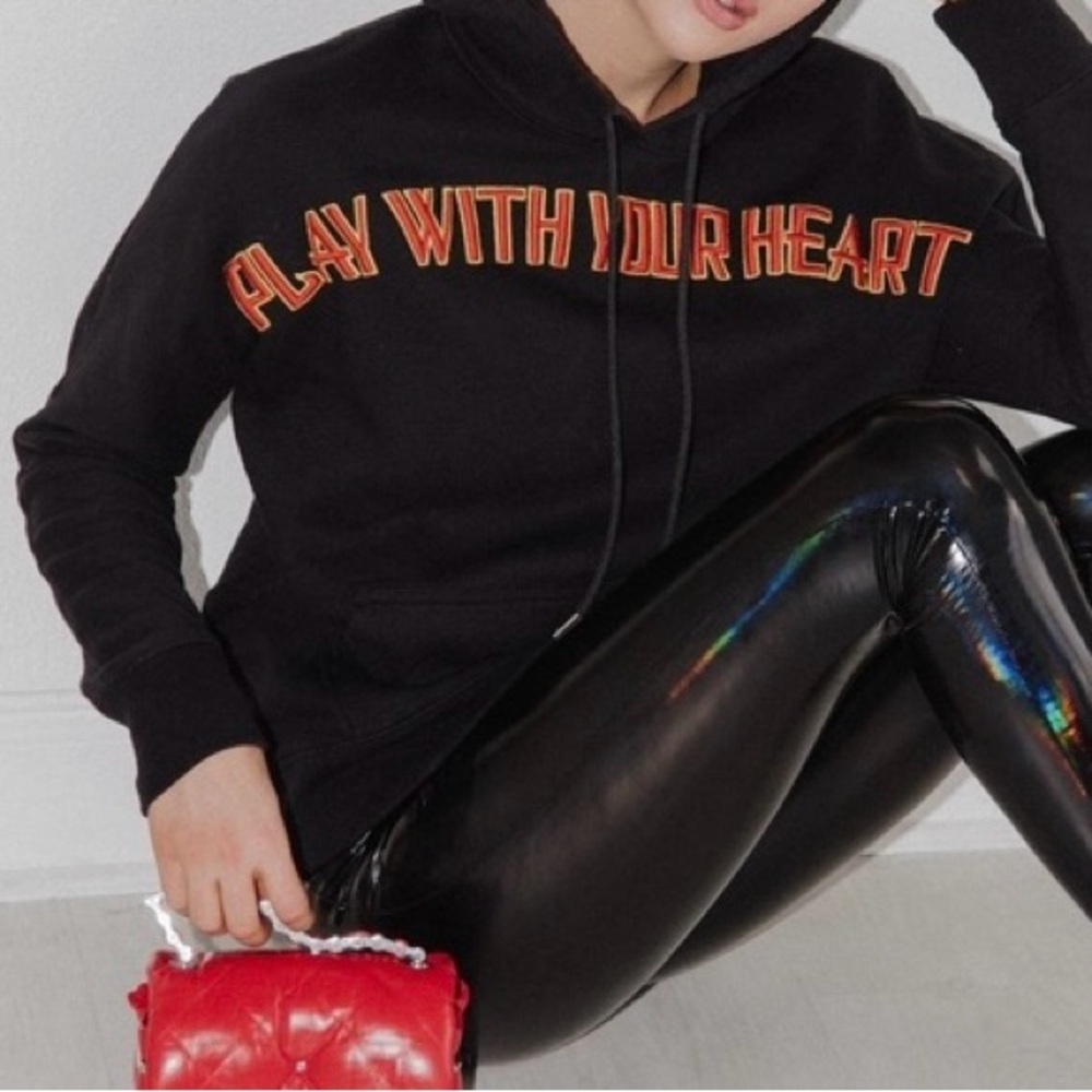 Sandro Play With Your Heart Black Hoodie Size 1